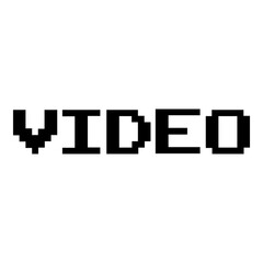 Mensaje con texto Video con fuente de juegos de arcade de estilo retro aislada