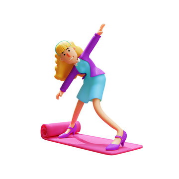 3D Cute Business Woman A Cartoon Character Riding A Magic Carpet