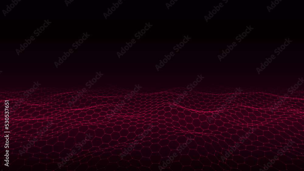 Poster digital technology wave. dark cyberspace with green motion dots and lines. futuristic digital backgr