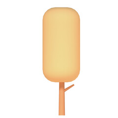 Yellow tree front view illustration in 3D design