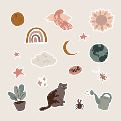 Nature routine sticker set.