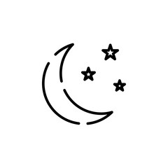 Moon, Night, Moonlight, Midnight Dotted Line Icon Vector Illustration Logo Template. Suitable For Many Purposes.