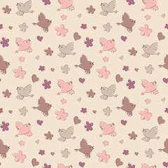 seamless pattern with cartoon birds