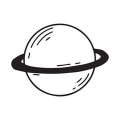 Planet vector illustration. Saturn in doodle style.