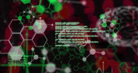 Image of virus cells over data processing
