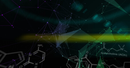 Obraz premium Image of chemical formulas and scientific data on black background