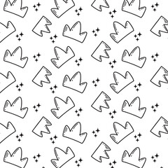 Seamless pattern with a crown. Doodle style. Vector pattern with a crown. Children's pattern.