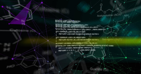 Image of chemical formulas and scientific data on black background