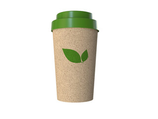 ecological disposable cup with tree leaf symbol ecology concept