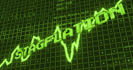 Image of stagflation text over data processing