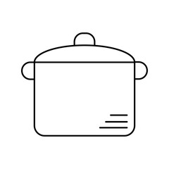 Saucepan with lid line icon isolated vector illustration. Kitchen cooking utensils pictogram. Simple outline image of kitchenware logo. Element for web design