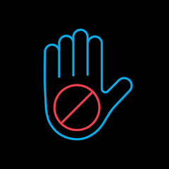 Hand stop or forbidden vector flat icon