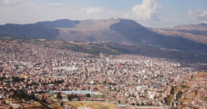 aerial view Cityscape Cusco - 4k