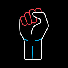 Fist raised up vector icon. Protest, strike sign