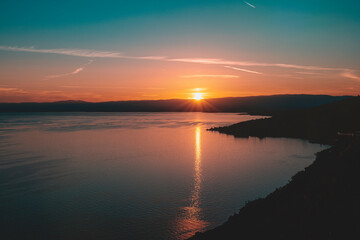 coucher de soleil sur le lac Léman