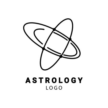 Orbit astrology logo icon symbol for astronomy design isolated over white background
