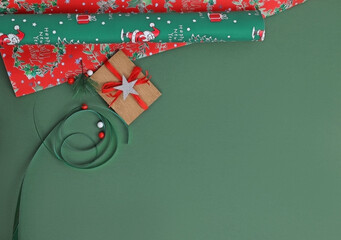 christmas gift wrapping decorations. High quality photo