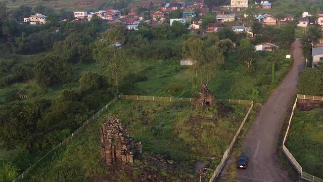 Flying Over Remains Of Historical Anjaneri Temple Near Anjaneri Town In Nashik, Trimbakeshwar, India. Aerial Drone