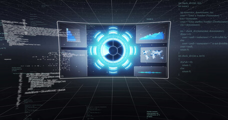 Image of data processing on blue background