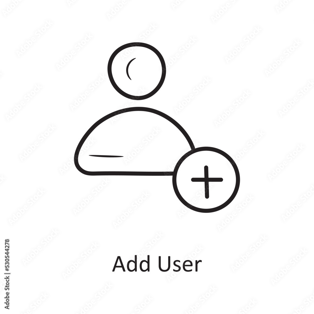 Poster add user outline icon design illustration. media control symbol on white background eps 10 file