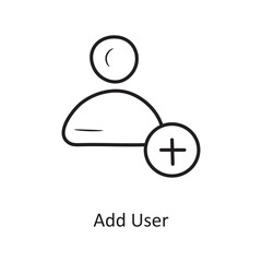  Add User outline Icon Design illustration. Media Control Symbol on White background EPS 10 File