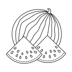 Line art black and white fresh watermelon poster