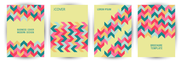 Educational catalog cover template set vector design. Modernism style colorful album template set © SunwArt