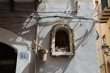 outdoor altar in cefalu in sicily in italy 