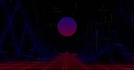 Image of data processing over digital mountains