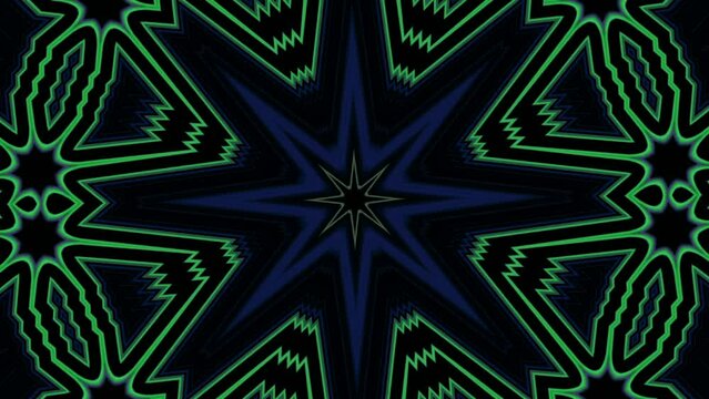 movimiento de fondo abstracto con estrellas de diferentes tama&ntilde;os, movimientos y colores que crean una imagen din&aacute;mica y colorida en verde como ne&oacute;n en fondo negro