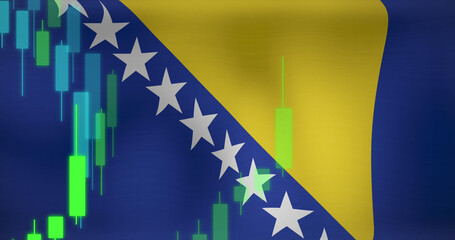 Obraz premium Image of data processing over flag of bosnia and herzegovina