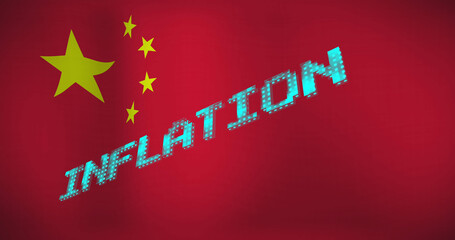 Image of inflation text over flag of china