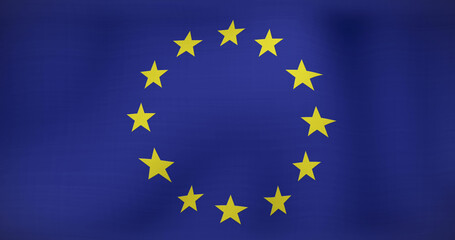 Image of stagflation text over flag of eu