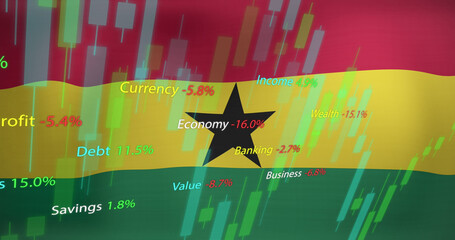 Obraz premium Image of data processing over flag of ghana