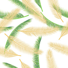 Natural palm tree foliage vector seamless pattern. Decorative illustration. Exotic rainforest palm tree foliage fabric print pattern.