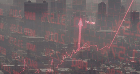 Image of data processing over cityscape