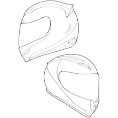 Set of Template Helmet Full face, Line Art helmet Vector Illustration, Line art vector, Helmet Vector
