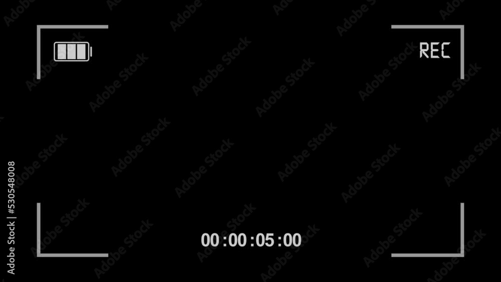 Poster camera viewfinder animation recording a video on black background. camera frame viewfinder screen of