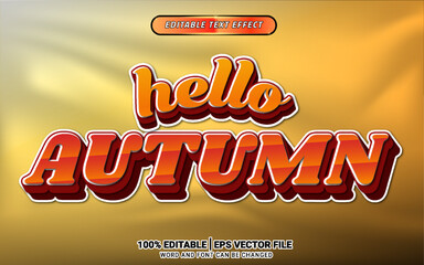 Hello autumn season text effect 3d editable template design 