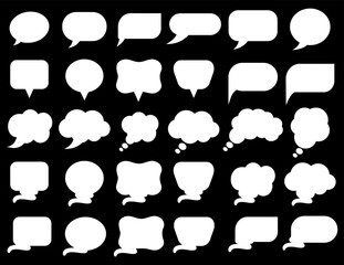 White Bubble Speech Icons Set Collection