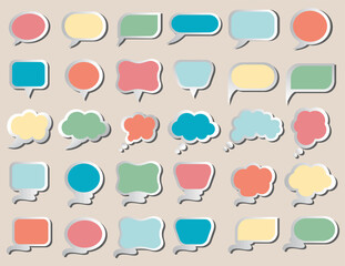 Pastel Color Bubble Speech Icons Set Collection