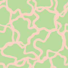 Modern abstract pastel doodle seamless pattern. Hand drawn curve line print design.