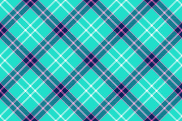 Tartan plaid background, diagonal check seamless pattern. Vector fabric texture for textile print, wrapping paper, gift card, wallpaper.