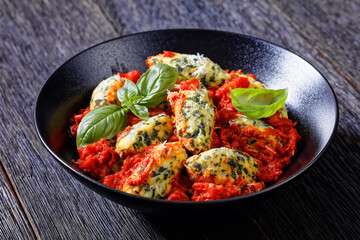 Malfatti, hot Italian spinach ricotta dumplings