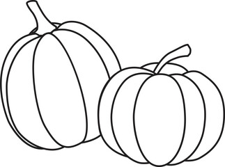 Double of halloween pumpkins outline,Fall season vector