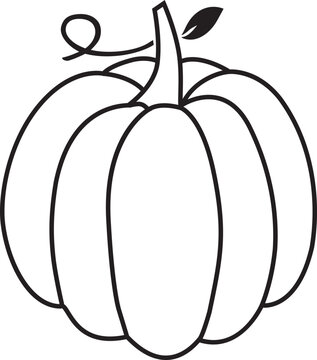 Single of halloween pumpkins outline with leave ,Fall season vector