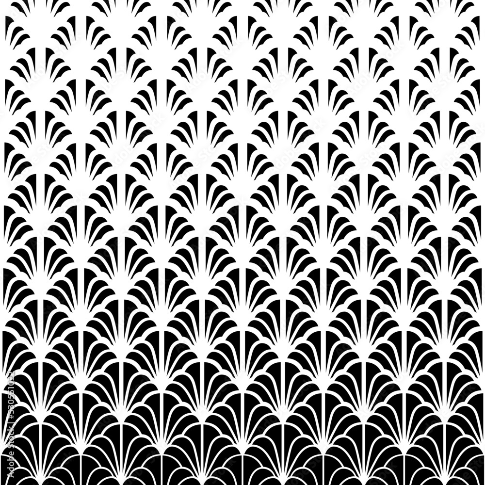 Poster abstract halftone pattern. faded gradient flowers. repeated intricate geometric border. fading shape