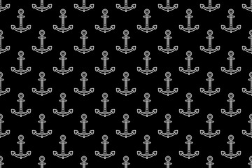 Anchor seamless linear pattern Blue background