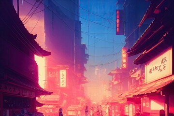 Old chinese street at night
