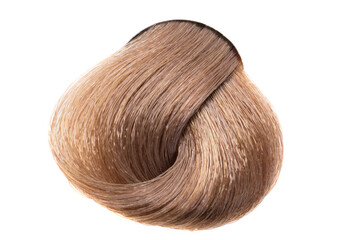 Dyed curl of hair isolated